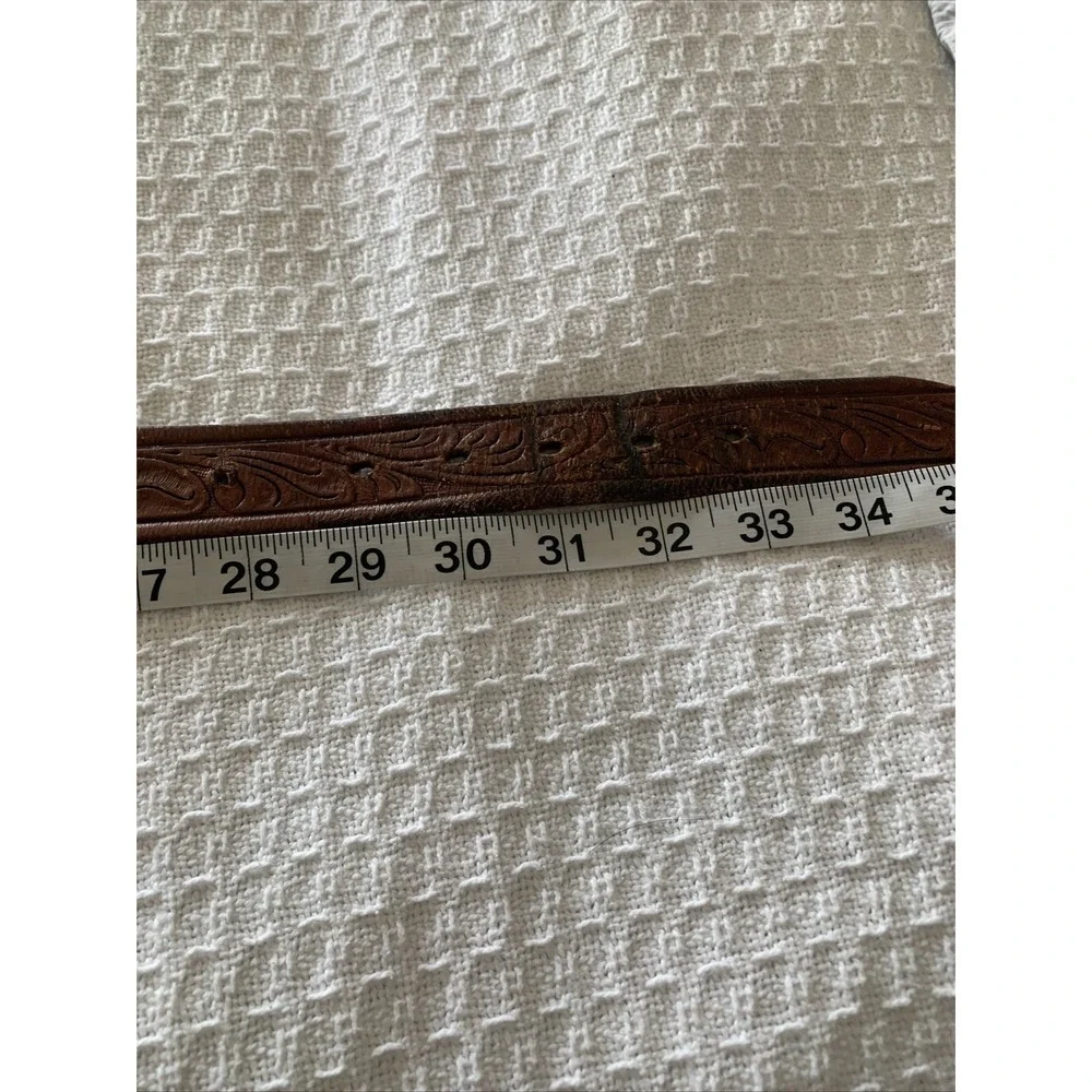 Vtg Tooled‎ Western Kids Belt Brown Leather Size 32